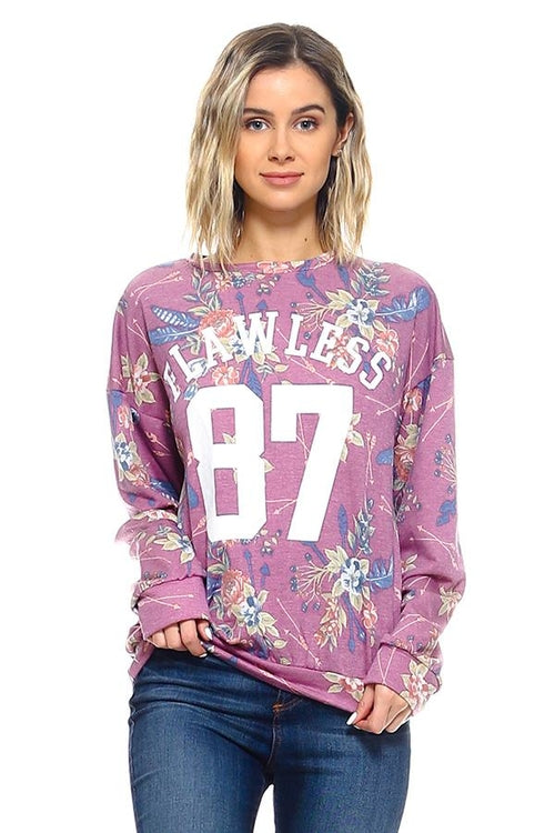 French Terry Floral Print Sweatshirts