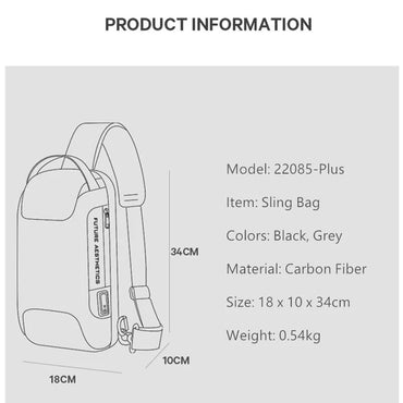 BANGE Upgraded Men Waterproof Multifunction Carbon Fiber Pattern Crossbody Bag USB Sling Shoulder Bags Messenger Chest Bag Pack