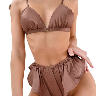Summer Underwear Sexy Charming Solid Color Silk Satin Cool Pajamas