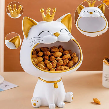 2023 Sculpture Lucky Cat Statue Table Decoration Miniature Figurine Sundries Storage Box Modern Living Room Desk Home Decor