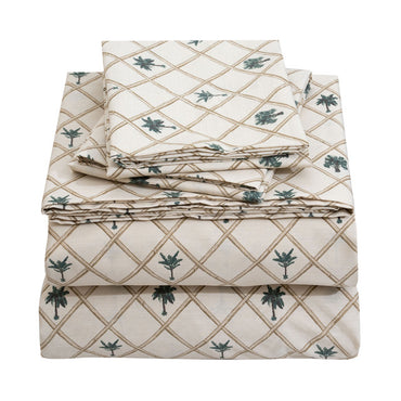Kona - Palm Tree Tropical Polycotton Modern Brown Bedding Sheet Set