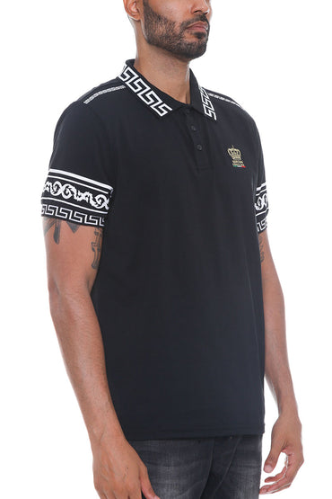 Italian Print Collared Polo Shirt
