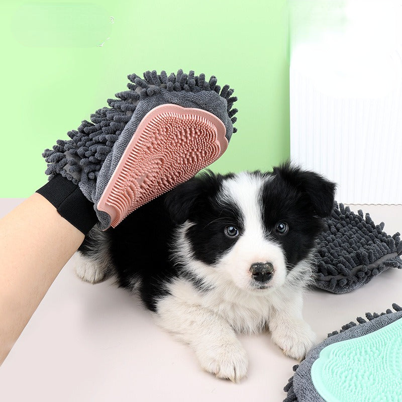 Pet Grooming Kit 2-Sided Bathing Brush Cleaning Massage Glove