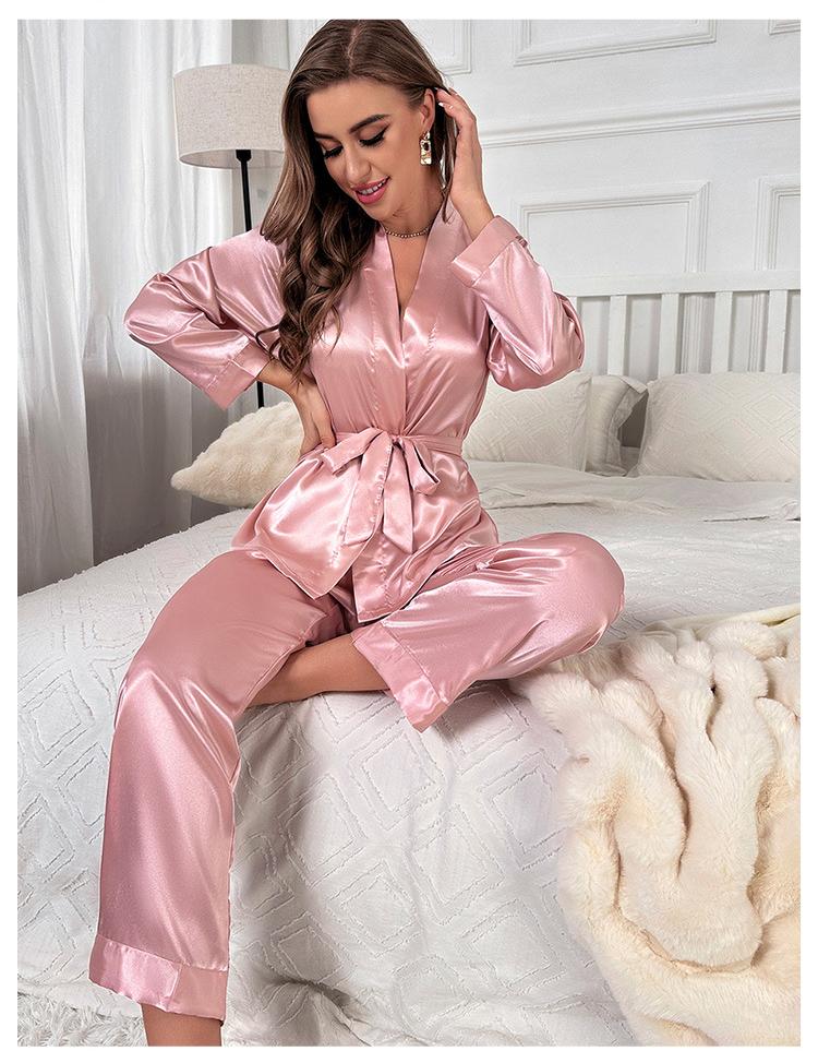 Long Sleeved Trousers Homewear Suit Simple Lace Pajamas Two-Piece