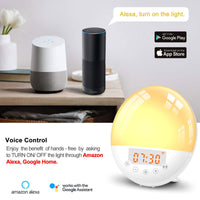 Smart wake-up light alarm clock wifi voice control