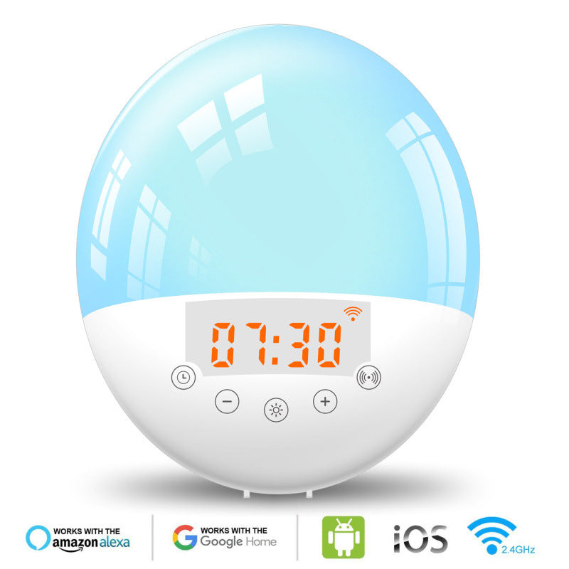 Smart wake-up light alarm clock wifi voice control