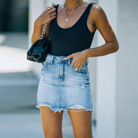 High Waist Vintage Denim Mini Skirt for Women
