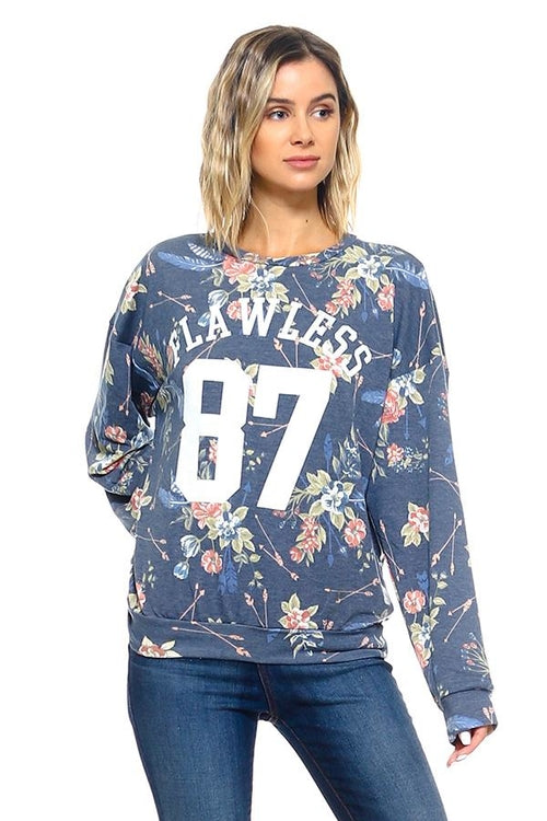 French Terry Floral Print Sweatshirts