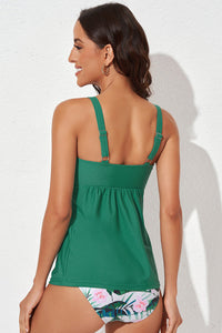 Adjustable Straps Ruched 2pcs Tankini Swimsuits