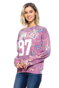 French Terry Floral Print Sweatshirts
