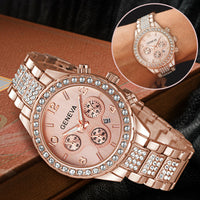 Geneva Women's  Classic Stainless Steel Crystal Quartz wristwatch for Women