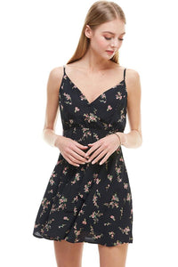 Mini short dress Floral Surplice Sash Skater Dress