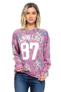 French Terry Floral Print Sweatshirts