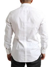 Dolce & Gabbana White GOLD Cotton Men Formal Dress Shirt