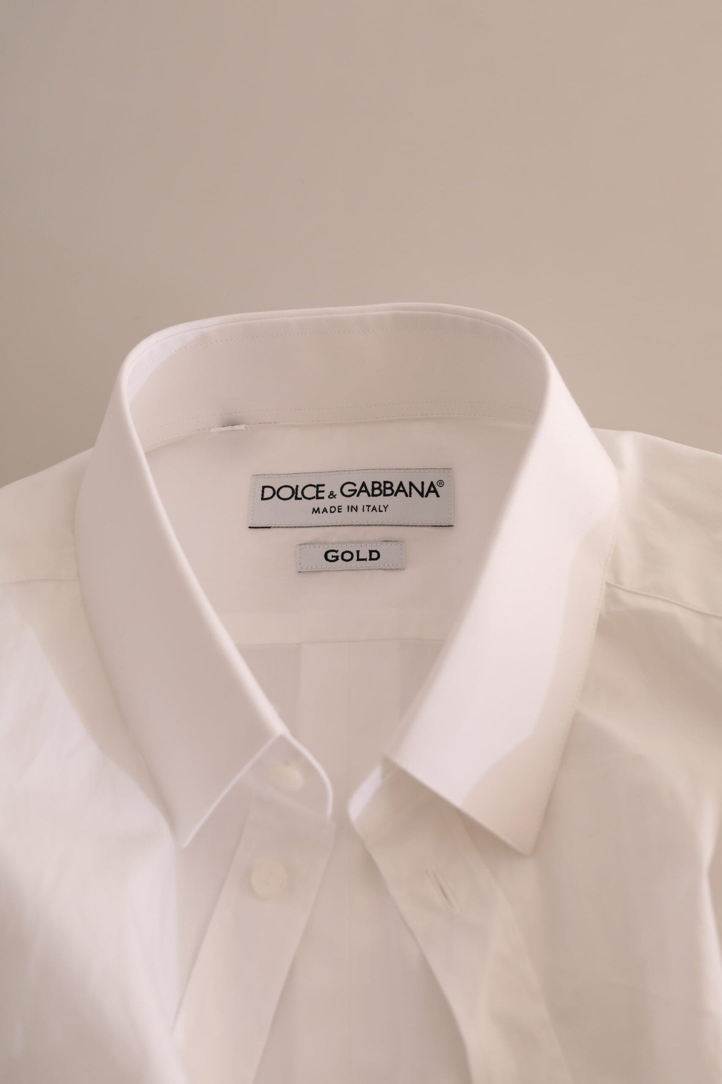 Dolce & Gabbana White GOLD Cotton Men Formal Dress Shirt