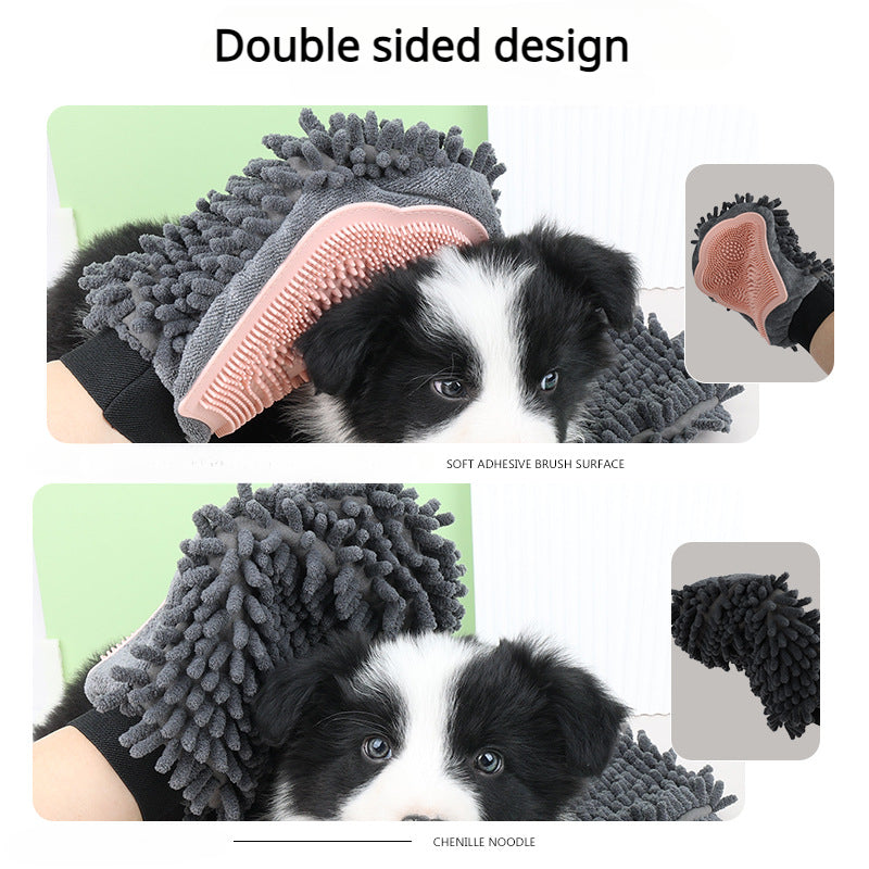 Pet Grooming Kit 2-Sided Bathing Brush Cleaning Massage Glove
