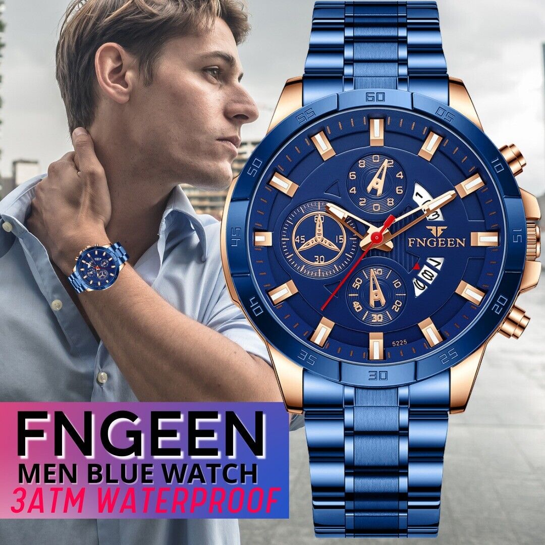 Blue Stainless Steel Quartz Classic Watch