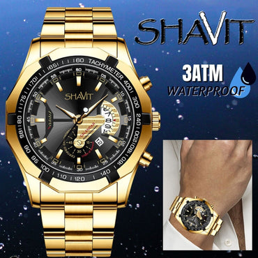 Classic Gold Men Quartz Watch Stainless Steel Business Watch