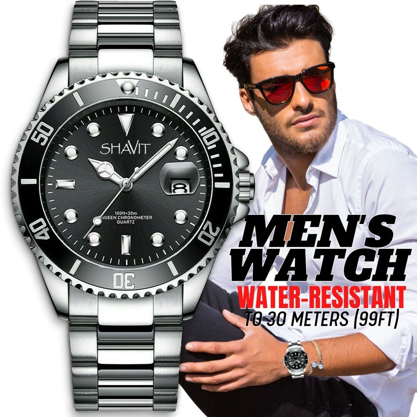 Luminous  Stainless Steel Quartz Classic Watch