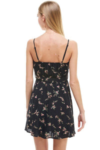 Mini short dress Floral Surplice Sash Skater Dress