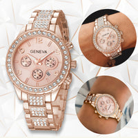Geneva Women's  Classic Stainless Steel Crystal Quartz wristwatch for Women