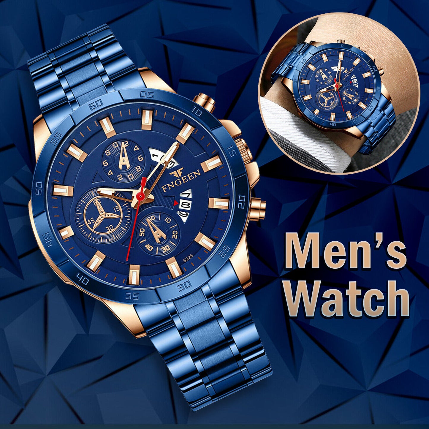 Blue Stainless Steel Quartz Classic Watch