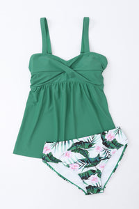 Adjustable Straps Ruched 2pcs Tankini Swimsuits