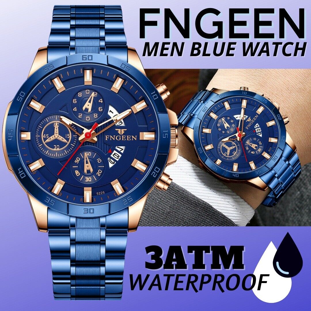 Blue Stainless Steel Quartz Classic Watch