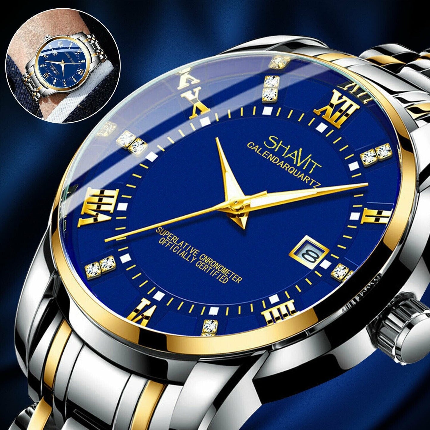 Luxury Stainless Steel Quartz Luminous Wristwatch for Men