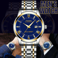 FNGeen Men's Watch Waterproof Classic  Stainless Steel Quartz Luminous