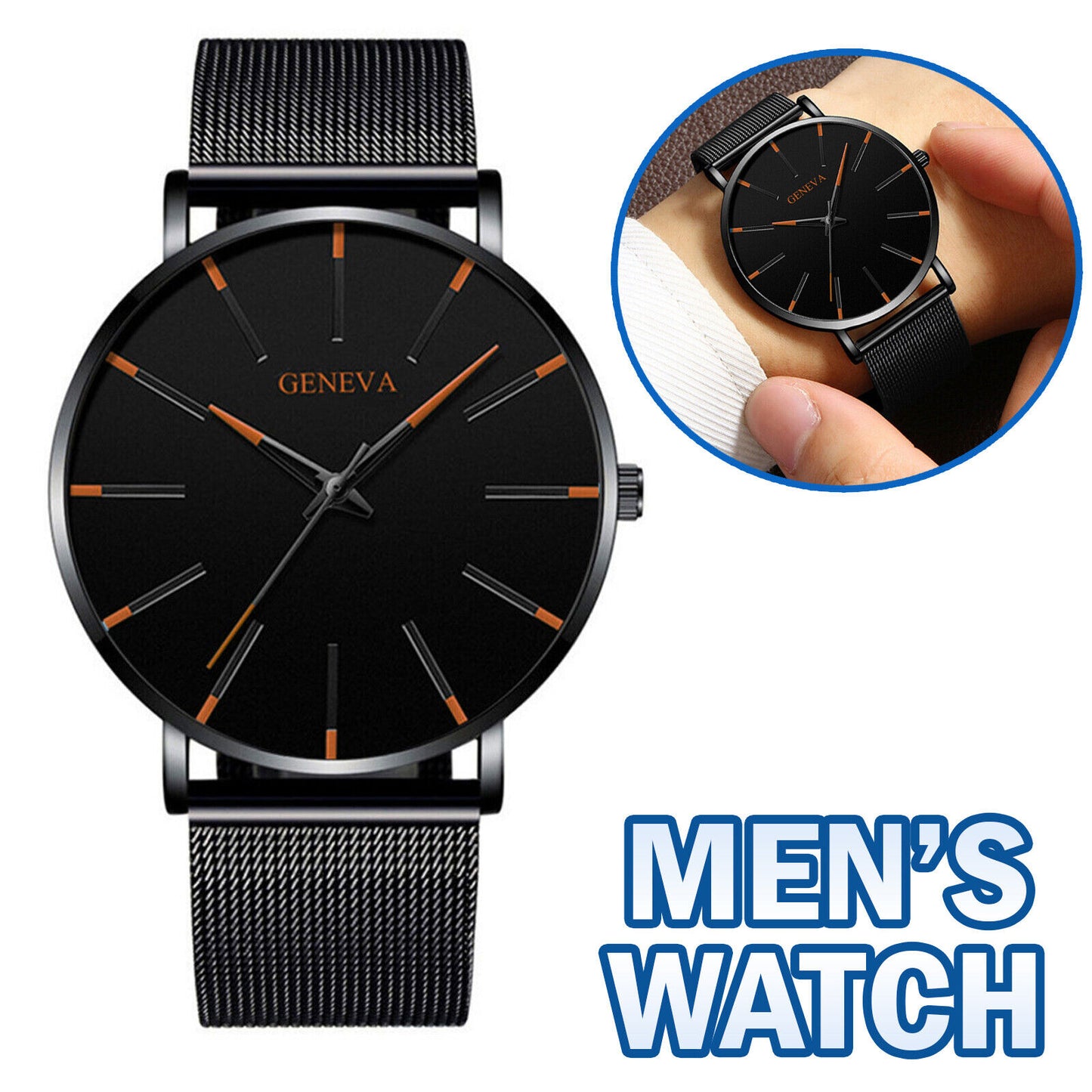 Waterproof Men's Watch Stainless Steel Quartz Analog Wristwatch