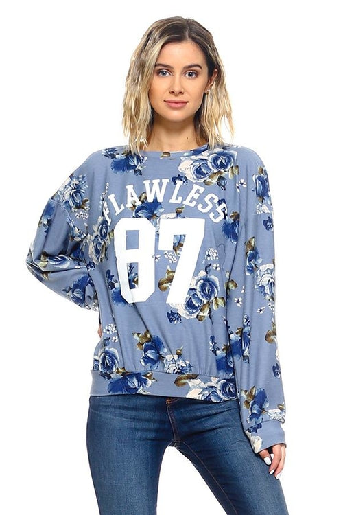 French Terry Floral Print Sweatshirts