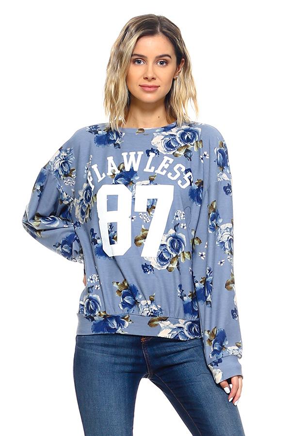 French Terry Floral Print Sweatshirts