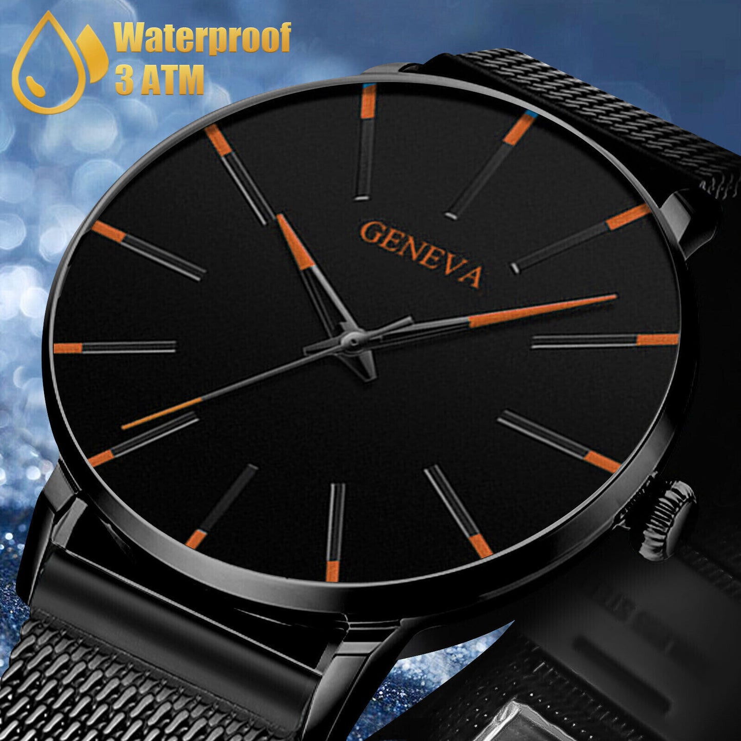 Waterproof Men's Watch Stainless Steel Quartz Analog Wristwatch