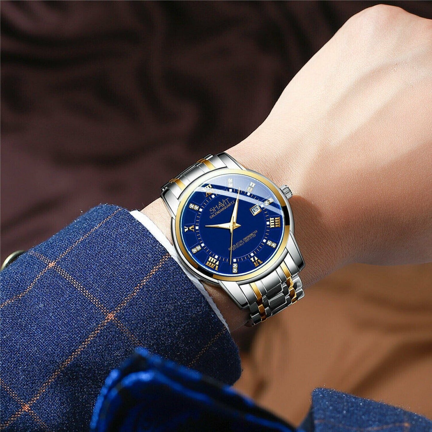 Luxury Stainless Steel Quartz Luminous Wristwatch for Men