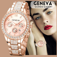 Geneva Women's  Classic Stainless Steel Crystal Quartz wristwatch for Women