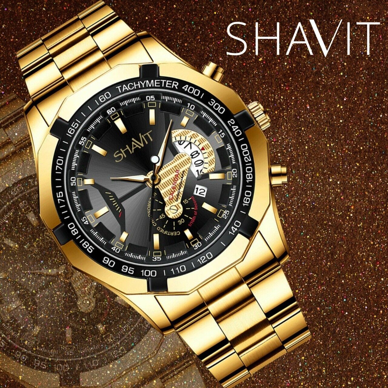 Classic Gold Men Quartz Watch Stainless Steel Business Watch
