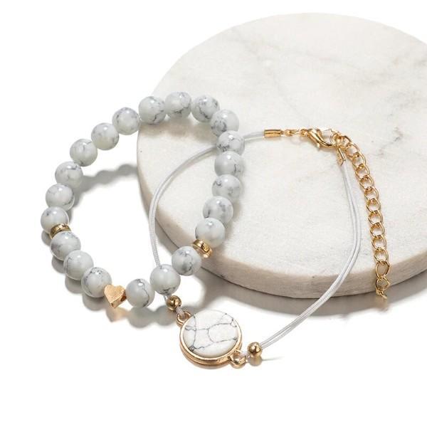 Marble Filligree Tassel Stretch 4PC Bracelet