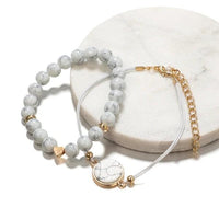Marble Filligree Tassel Stretch 4PC Bracelet