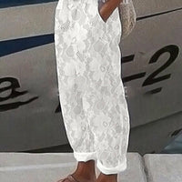 Dratring Elastic Waist Pockets Pants