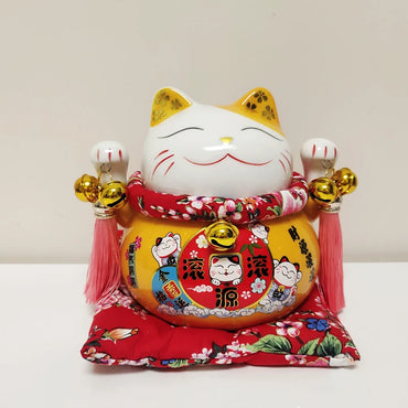 6 inch Ceramic Fortune Cat Piggy Coin Bank Home Decoration Gift Feng Shui Ornament