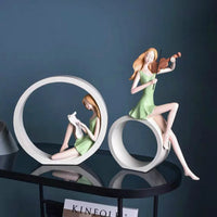 Owl Family Figurines Lovely Dancer Ornament Home Decor Creative Animal Crafts Home Decor Accessories  Wedding Gift for lovers