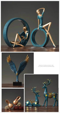 Owl Family Figurines Lovely Dancer Ornament Home Decor Creative Animal Crafts Home Decor Accessories  Wedding Gift for lovers