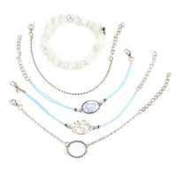 White Marble Filligree Strectch 5 Piece Bracelet