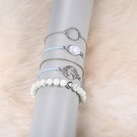White Marble Filligree Strectch 5 Piece Bracelet