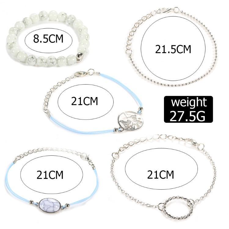 White Marble Filligree Strectch 5 Piece Bracelet