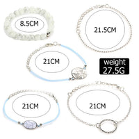 White Marble Filligree Strectch 5 Piece Bracelet