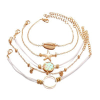 Oceanic Inspired Seashell 5 Piece Bracelet Set