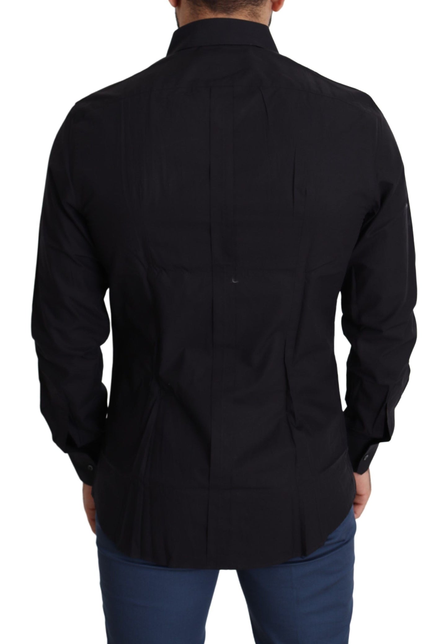 Dolce & Gabbana Black Cotton Men Formal GOLD Dress Shirt