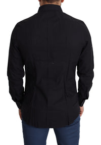 Dolce & Gabbana Black Cotton Men Formal GOLD Dress Shirt